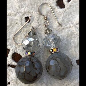 COPY - Grey gemstone and crystal AB Swarovski ear…